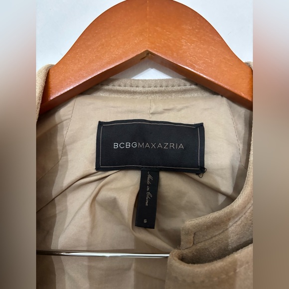 BCBGMAXAZRIA Women Tan Aztec/Tribal Print Faux Suede Peter Moto Jacket Small - Picture 13 of 15